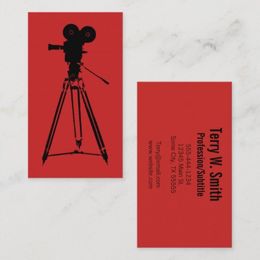 Man Filmcamera Rood Visitekaartje (Voorkant / Achterkant)