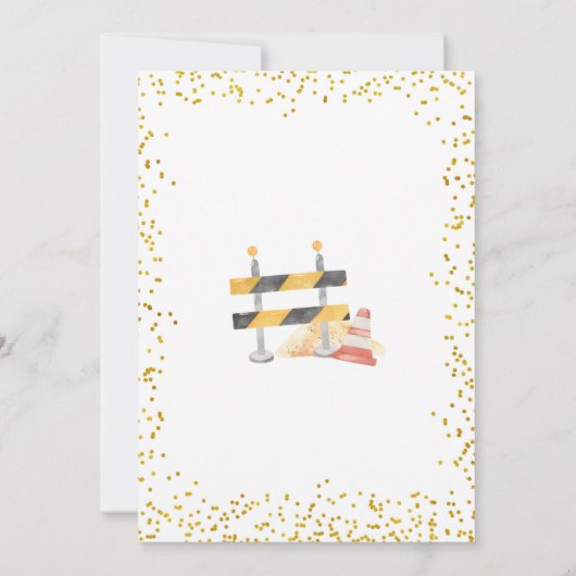 Man First Birthday Construction Birthday Kaart (Achterkant)