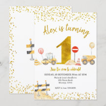 Man First Birthday Construction Birthday