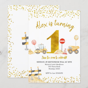 Man First Birthday Construction Birthday Kaart