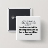 Man fish klaagt bf vierkante button 5,1 cm (Voorkant /achterkant)