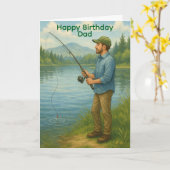 Man Fishing Custom Birthday/Fathers Day Kaart (Gele Bloem)