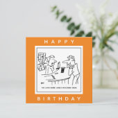 Man Flattering a Barmaid in een Pub Cartoon Kaart (Staand voorkant)