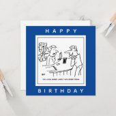 Man Flattering a Barmaid in een Pub Cartoon Kaart (Voorkant / Achterkant in situ)