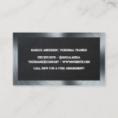 Man Flexing Fitness Logo | Leer | Metaal Visitekaartje (Achterkant)