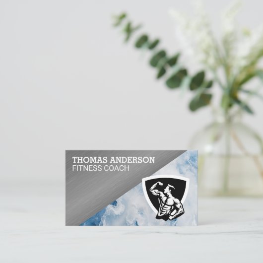 Man Flexing Logo | Fitness Visitekaartje (Staand voorkant)