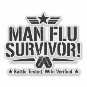 Man Flu Overlever – Getest in de strijd, Geverifie Sticker