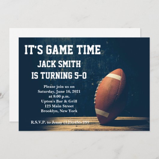 Man Football Aangepaste uitnodiging voor geboorte (Voorkant / Achterkant)