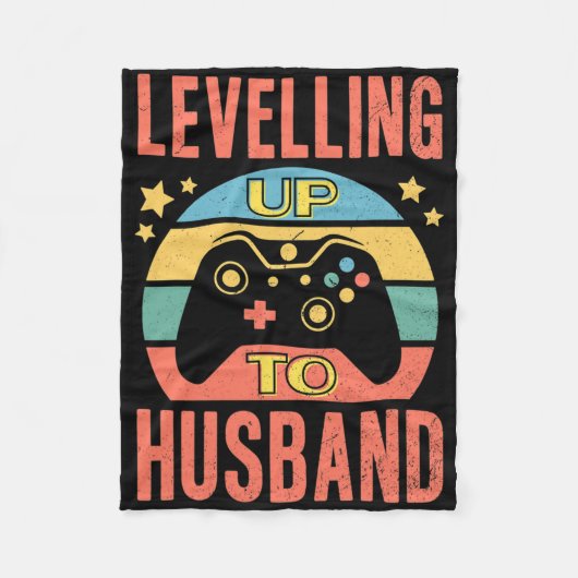 Man Gamer Echtgenoot Leveling Up Trouw Verloofde  Fleece Deken (Voorkant)