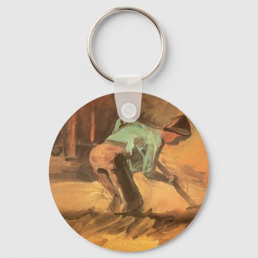 Man gebogen met stok of spade, Vincent van Gogh Sleutelhanger (Voorkant)