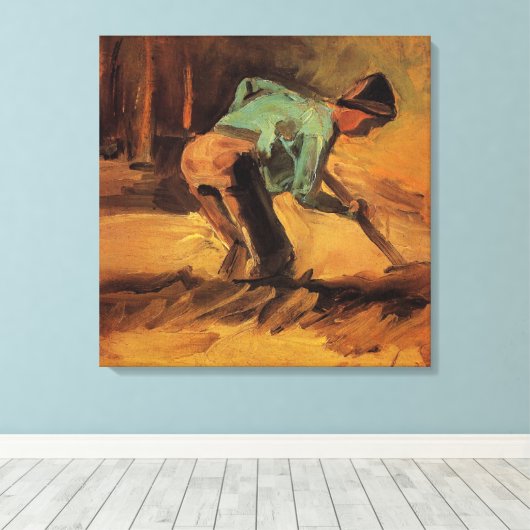 Man gebogen met stok, schop door Vincent van Gogh Canvas Afdruk (Insitu (Houten vloer))
