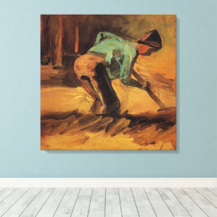 Man gebogen met stok, spade door Vincent van Gogh Canvas Afdruk