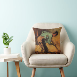 Man gebogen met stok, spade door Vincent van Gogh Kussen