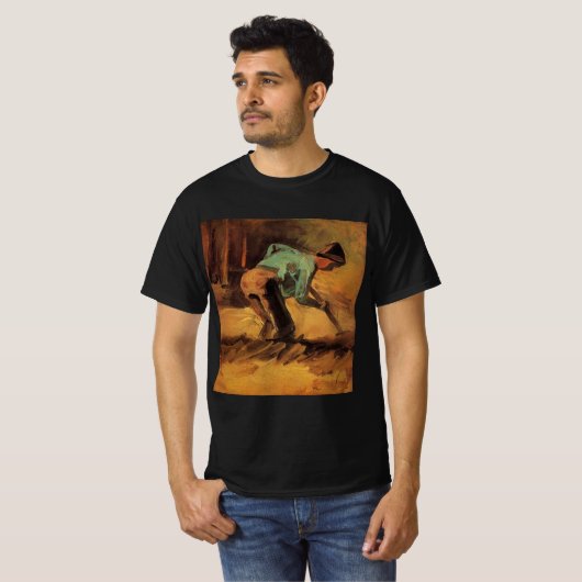 Man gebogen met stok, Spade door Vincent van Gogh T-shirt (Voorkant volledig)