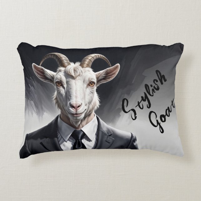 Man Geitenadvocaat Fantasy Beast Animal Grey Art Accent Kussen (Voorkant)