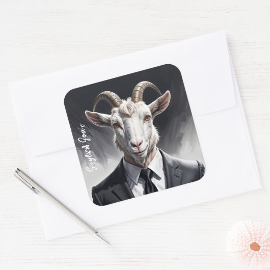 Man Geitenadvocaat Fantasy Beast Animal Grey Art Vierkante Sticker (Envelop)