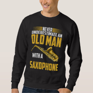 Man Gepensioneerde Oude Mannen Saxofonist Jazz Muz Trui