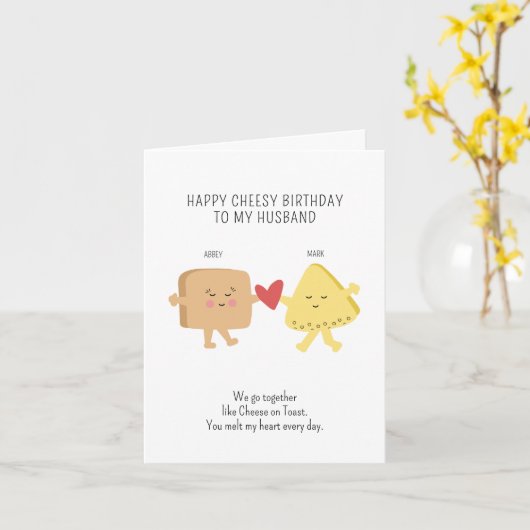 Man Gepersonaliseerde Cheesy Verjaardag Kaart (Gele Bloem)