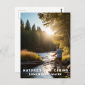 *~* Man Gevist Stream Natuur AP49 Artsy Briefkaart (Voorkant / Achterkant)