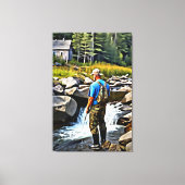 *~* Man Gevist Stream Natuur AP49 Cabin Canvas Afdruk (Voorkant)