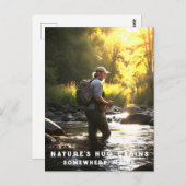 *~* Man Gevist Stroom AP49 Rivierstroom Briefkaart (Voorkant / Achterkant)