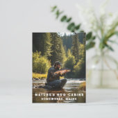 *~* Man Gevist Stroom Natuur AP49 Zalm Briefkaart (Staand voorkant)