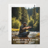 *~* Man Gevist Stroom Natuur AP49 Zalm Briefkaart (Voorkant / Achterkant)