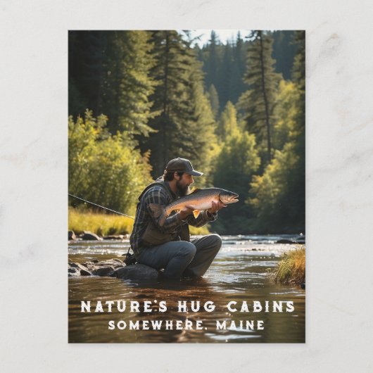 *~* Man Gevist Stroom Natuur AP49 Zalm Briefkaart (Voorkant)