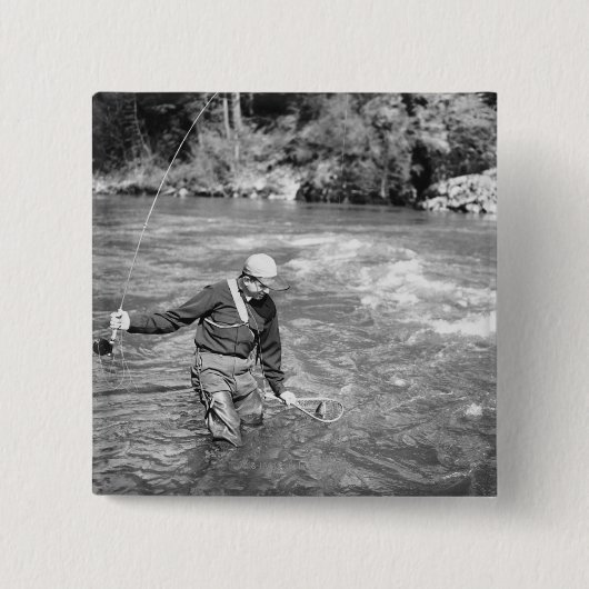 Man Gevist Vierkante Button 5,1 Cm (Voorkant)