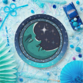 Man gezicht in maan papieren bordje (Feest)