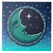 Man gezicht in maan tegeltje (Voorkant)