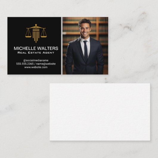 Man Glimlachen in Business Suit | advocaat Visitekaartje (Voorkant / Achterkant)