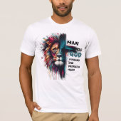 Man Gods Lion Cross Vaderdag Gift T-shirt (Voorkant)
