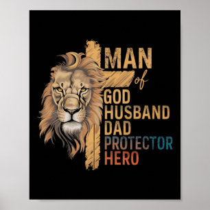 Man Gods man papa beschermer held leeuw vader' Poster