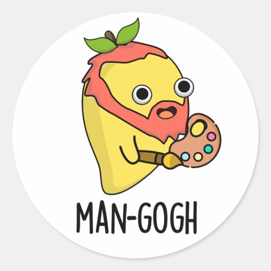 Man-gogh Funny Artist Mango Pun Ronde Sticker (Voorkant)