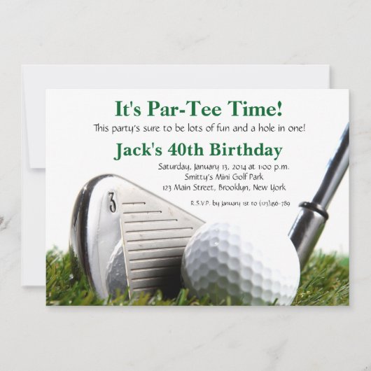 Man Golf Birthday Uitnodiging (Voorkant)