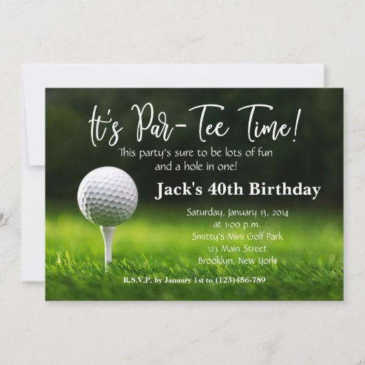Man Golf Birthday Uitnodiging (Voorkant)