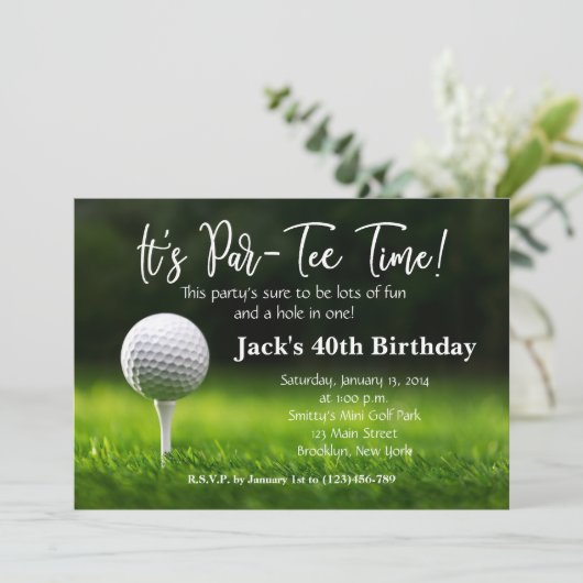 Man Golf Birthday Uitnodiging (Staand voorkant)