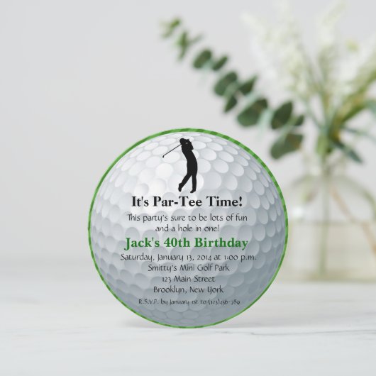 Man Golf Birthday Uitnodiging (Staand voorkant)