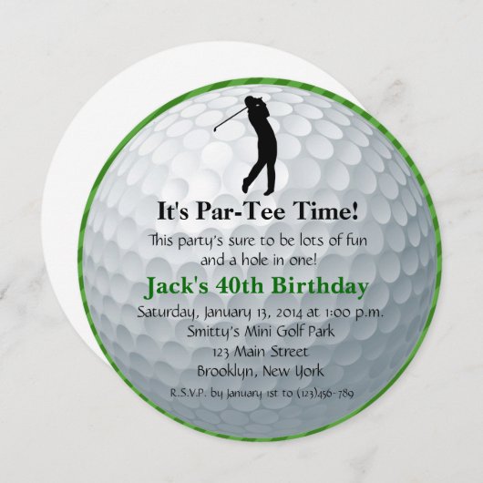 Man Golf Birthday Uitnodiging (Voorkant / Achterkant)