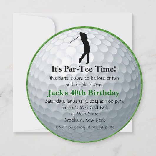 Man Golf Birthday Uitnodiging (Voorkant)