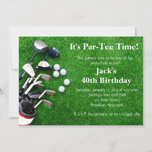 Man Golf Birthday Uitnodiging (Voorkant)