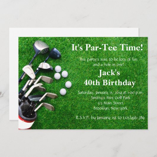 Man Golf Birthday Uitnodiging (Voorkant / Achterkant)