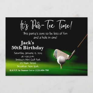 Man Golf Birthday Uitnodiging
