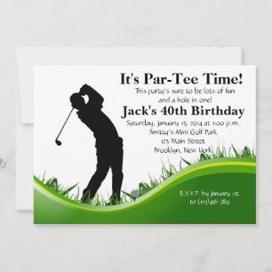 Man Golf Birthday Uitnodiging