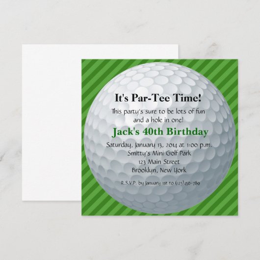 Man Golf Birthday Uitnodiging (Voorkant / Achterkant)