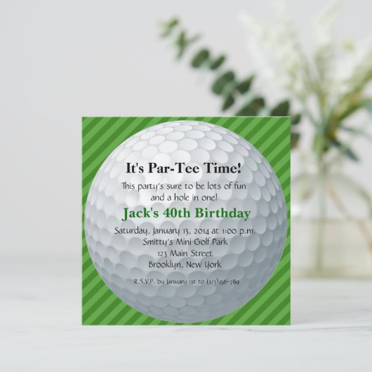 Man Golf Birthday Uitnodiging (Staand voorkant)