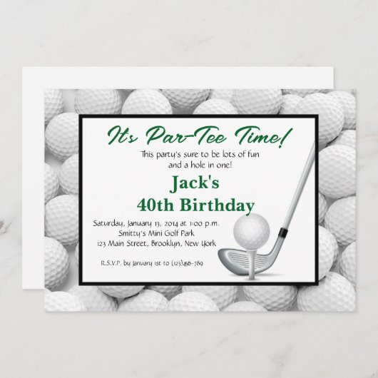 Man Golf Birthday Uitnodiging (Voorkant / Achterkant)