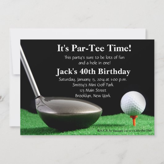 Man Golf Birthday Uitnodiging (Voorkant)