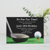 Man Golf Birthday Uitnodiging (Staand voorkant)